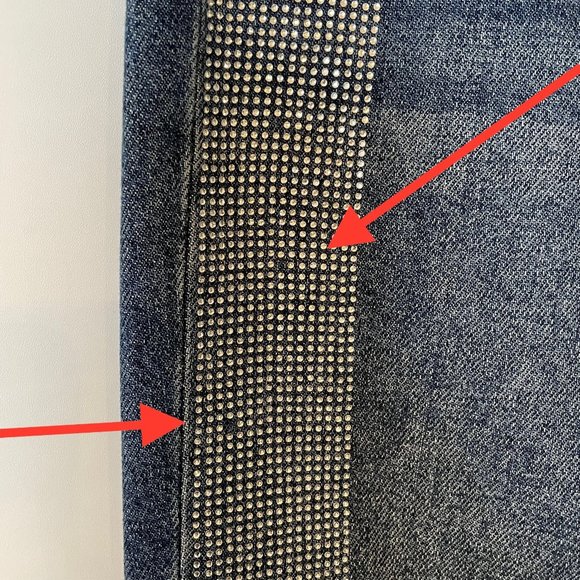 TopShop Moto Womens Size 28 Hi Rise Denim Jeans Embellished Side Stripes Bling - Picture 9 of 14